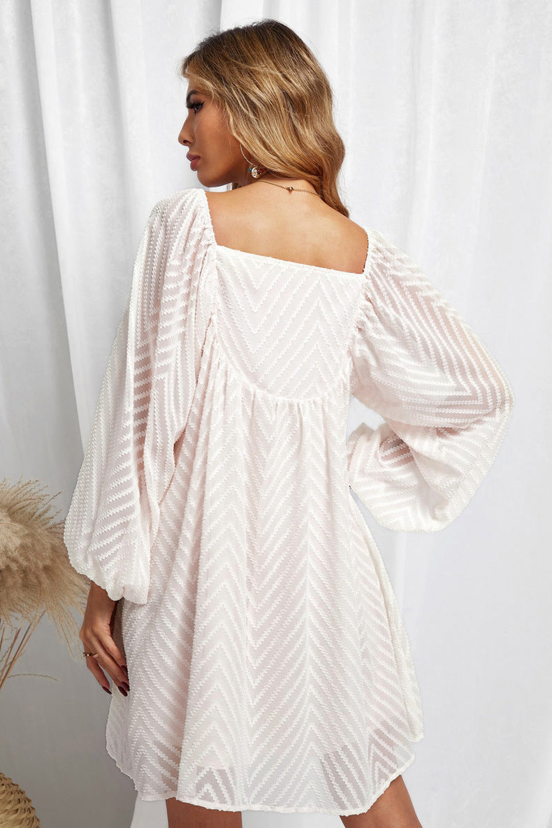 Silverado Gingham Babydoll Dress Off White