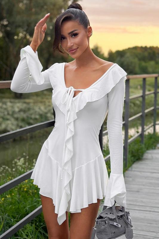 Sienna Charm Ruffled Bell Sleeve Mini Dress