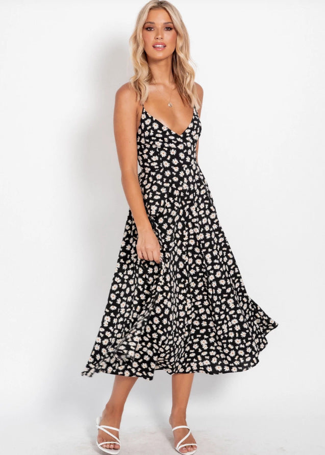 Torrie Polka Dot Tie Front Maxi Dress Black FINAL
