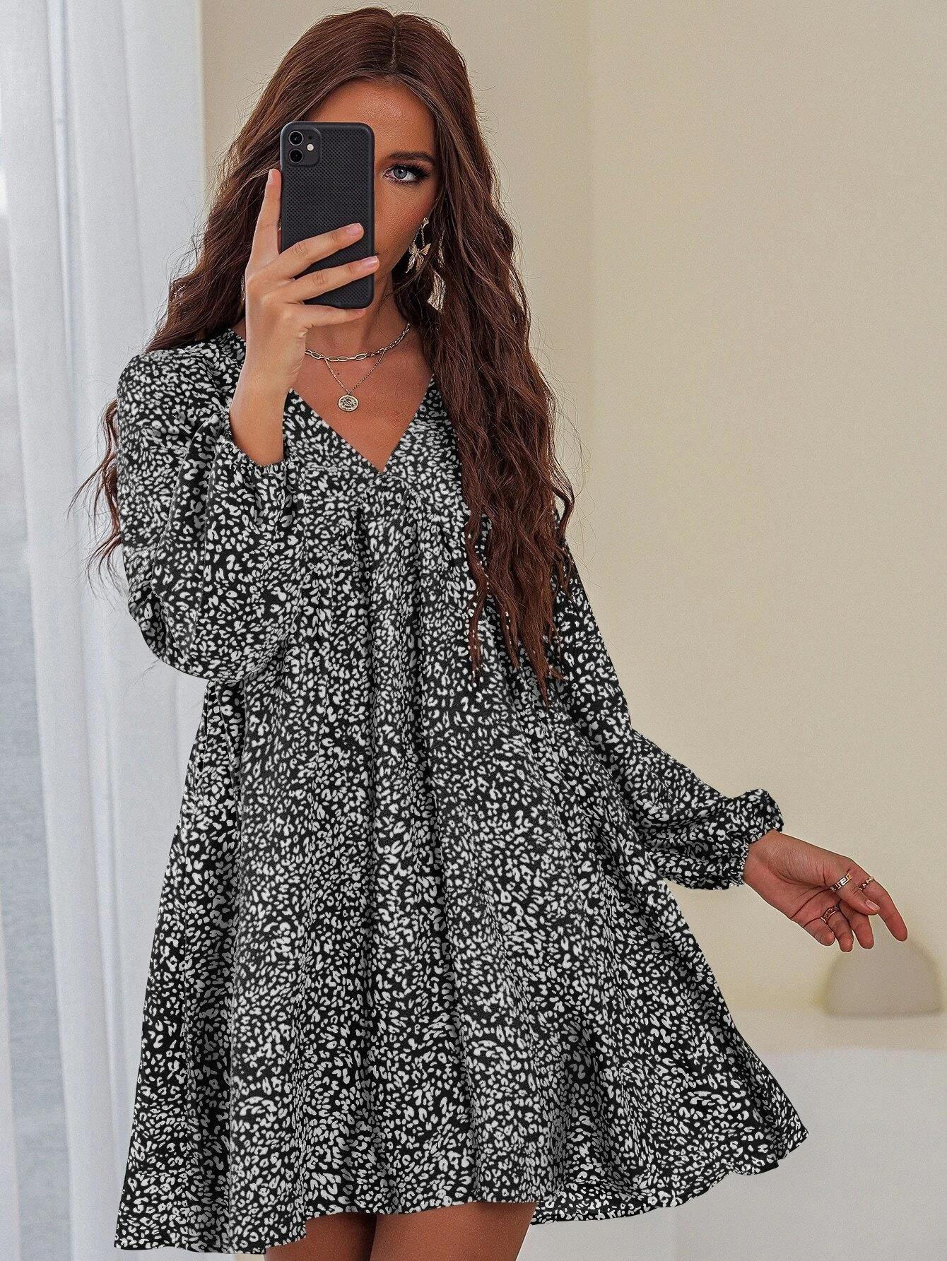 Skylar Printed Tie Dress Black FINAL