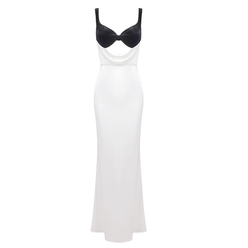 Camisole Evening Dress Split Velvet Patchwork Cutout Maxi Dress Underdress