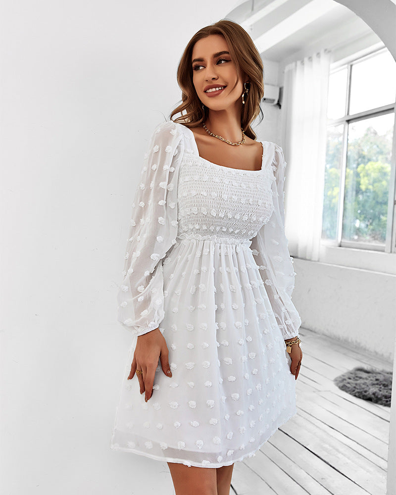 Treat Yourself Pocketed Pom Dress Champagne