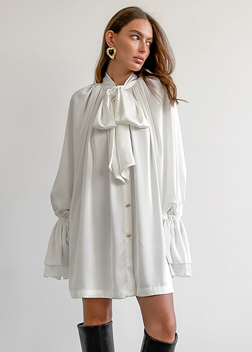 Opulent Grace Bow Tie Blouse Dress