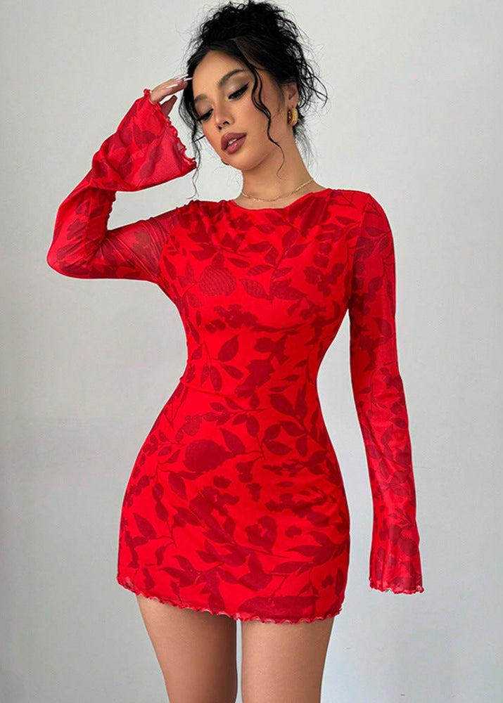 Scarlett Open Back Flare Sleeve Mini Dress
