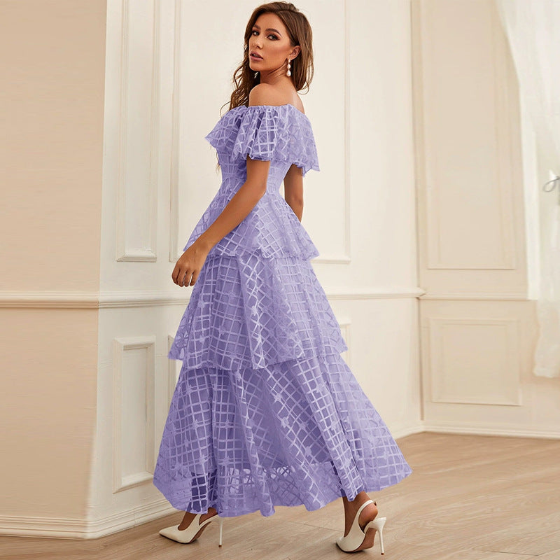 Maxi Dress High Waist off Neck Slim Elegant Dress