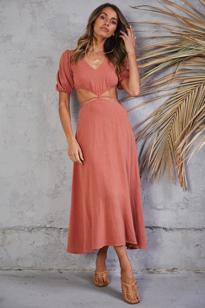 Neoma Cutout Maxi Dress Bright Blush