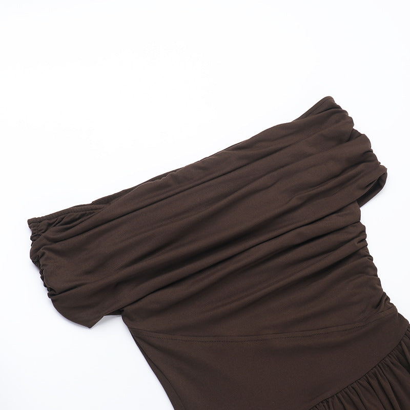 Dahlia Off Shoulder Dress Brown