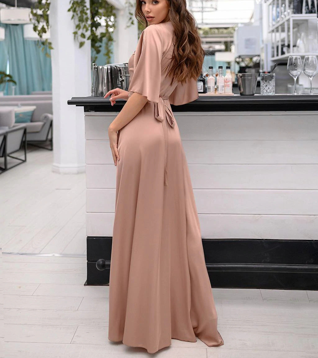 Behati Wrap Kimono Maxi Dress Blush