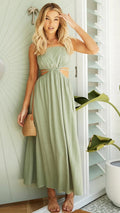 Promotions Slit Maxi Dress Sage