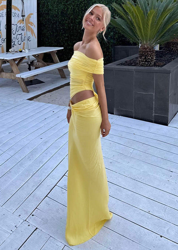 Celeste Off Shoulder Ruched Maxi Dress