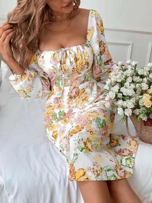 Still Your Cotton Blend Puff Sleeve Babydoll Dress