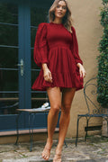 Zyna Satin Shirred Dress Brick