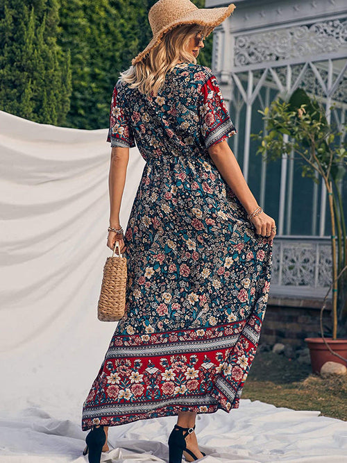 Cailynn Pocketed Kimono Maxi Dress Plum