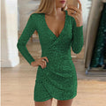 Entertainment Sequin Wrap Dress Green FINAL