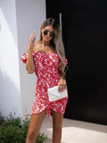 Kali Floral Smocked Off The Shoulder Dress Ivory Multi