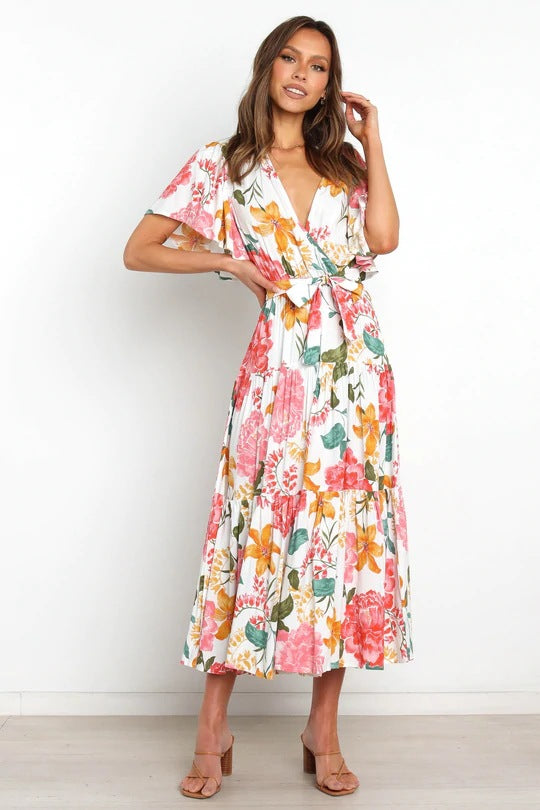 Taylen Satin Floral Cutout Maxi Dress FINAL