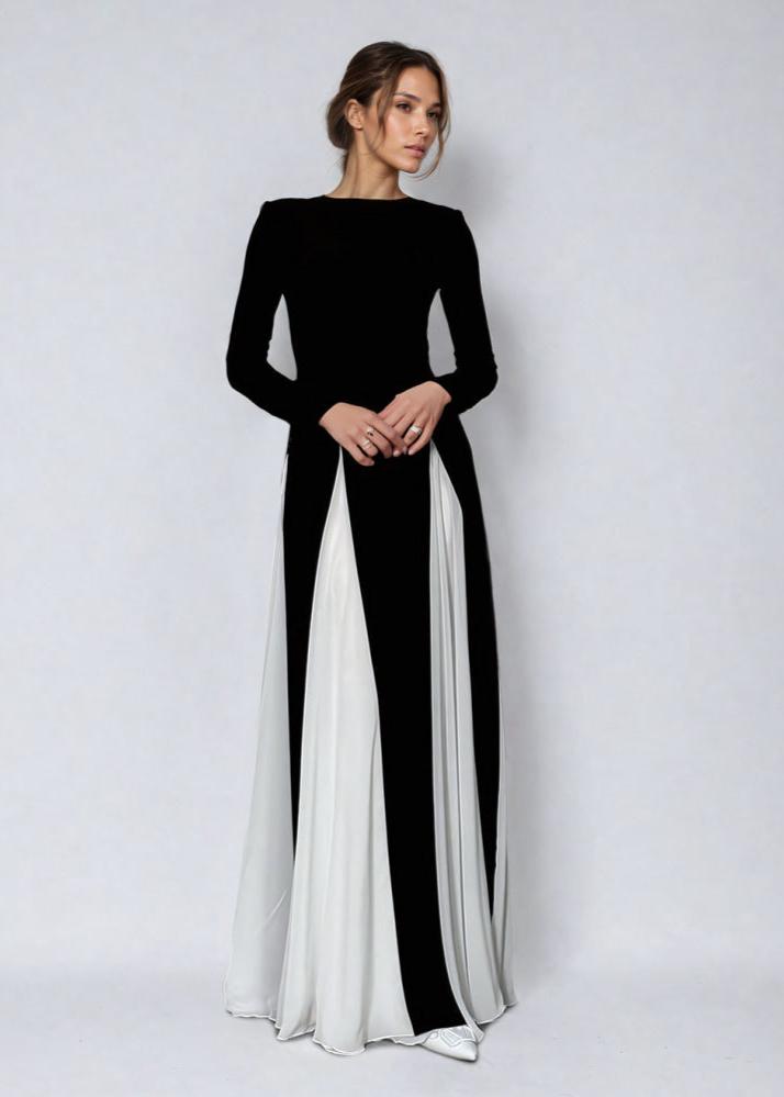Amara Two Tone Long Sleeve Maxi Dress