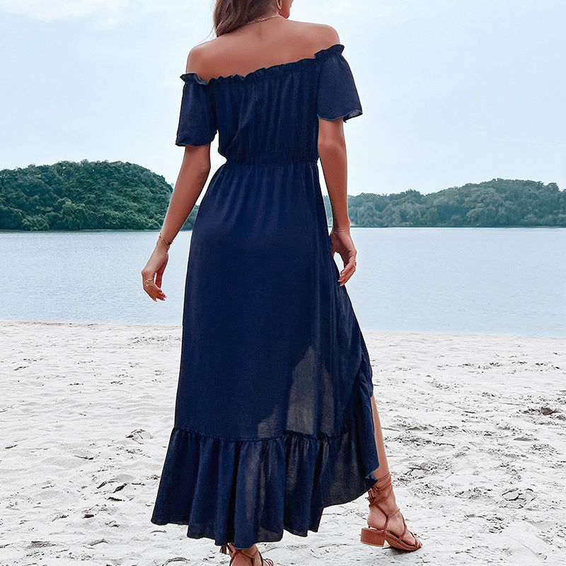Some Like It Hot Smocked Off The Shoulder Dress Navy