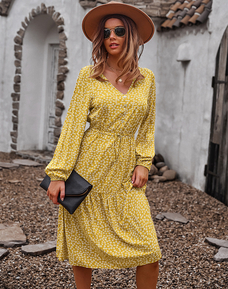 Sunshine On My Mind Floral Babydoll Dress Mustard
