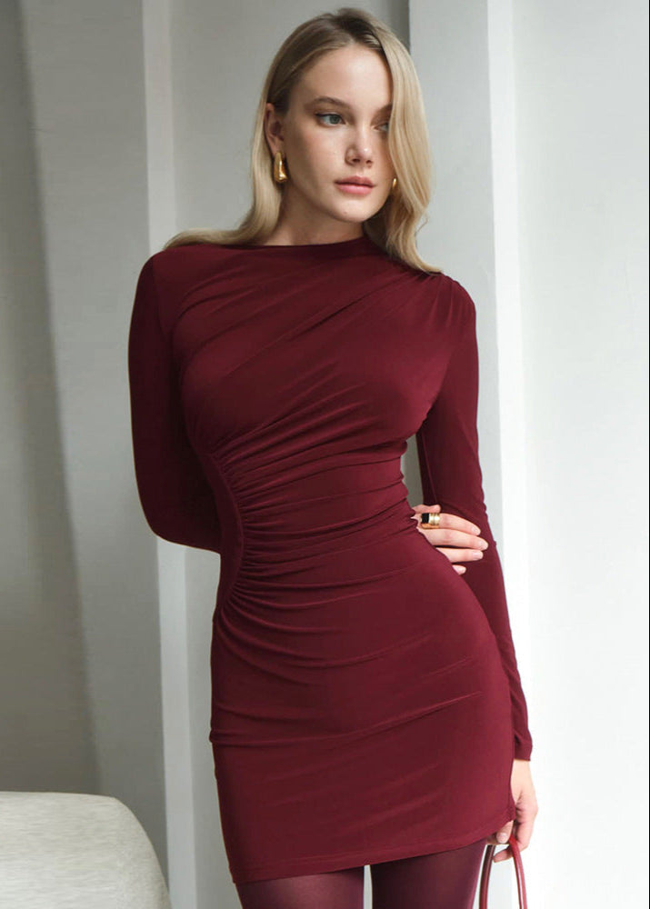 Scarlet Drape Long Sleeve Mini Dress