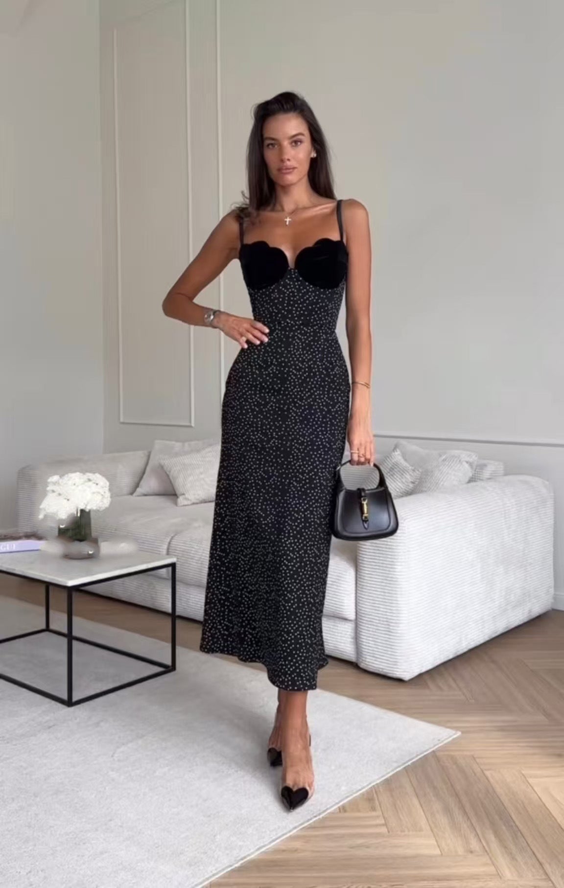 Inkwave Midi Dress Black