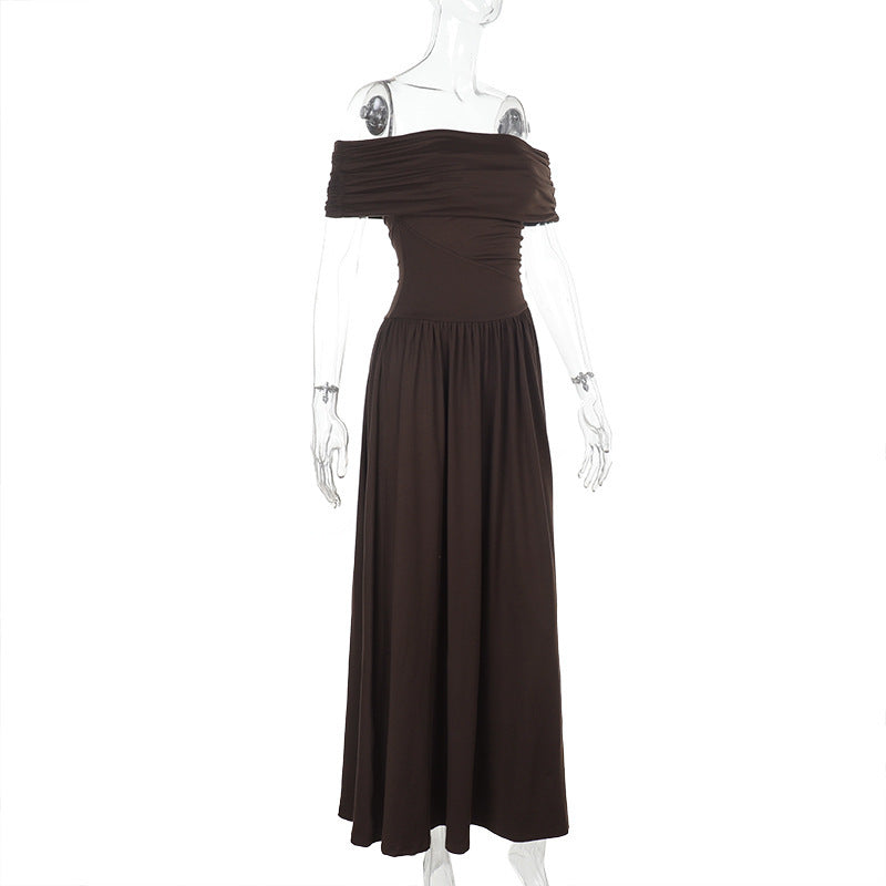 Dahlia Off Shoulder Dress Brown