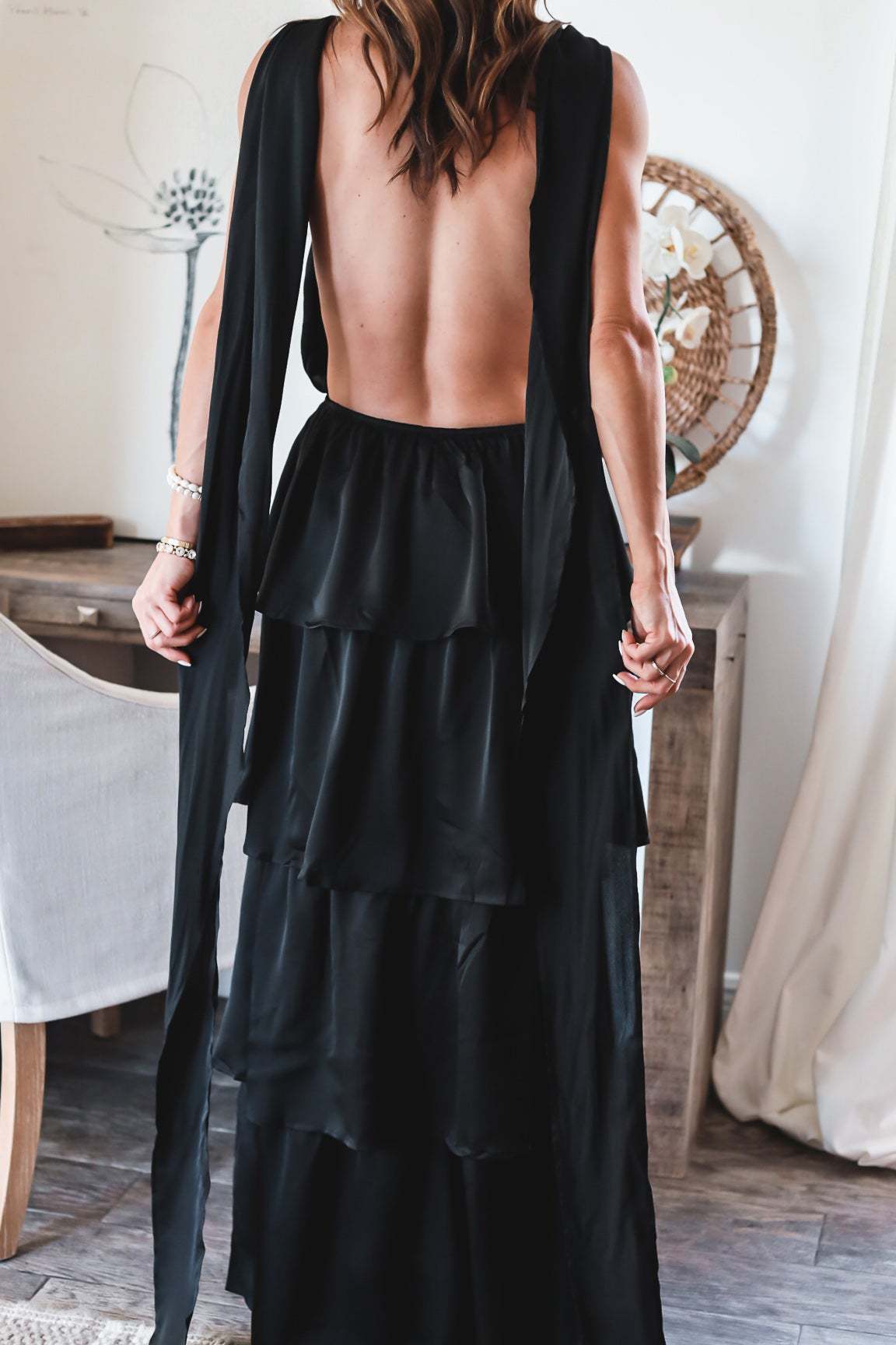 Formal Introduction Ruffle Tiered Maxi Dress Black