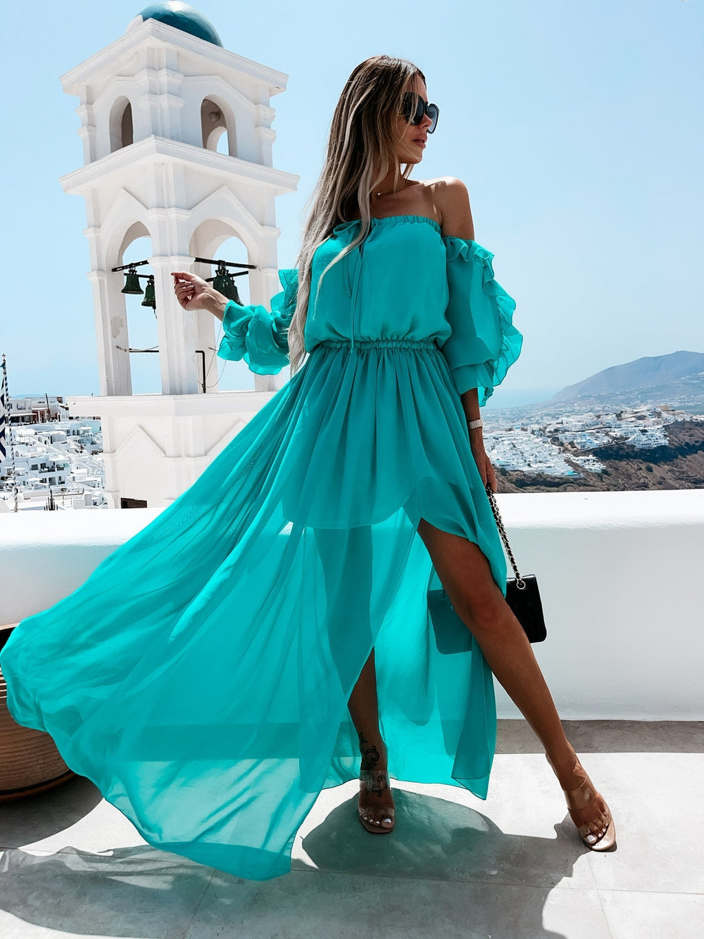 Peacekeeper Off The Shoulder Midi Dress Soft Sage