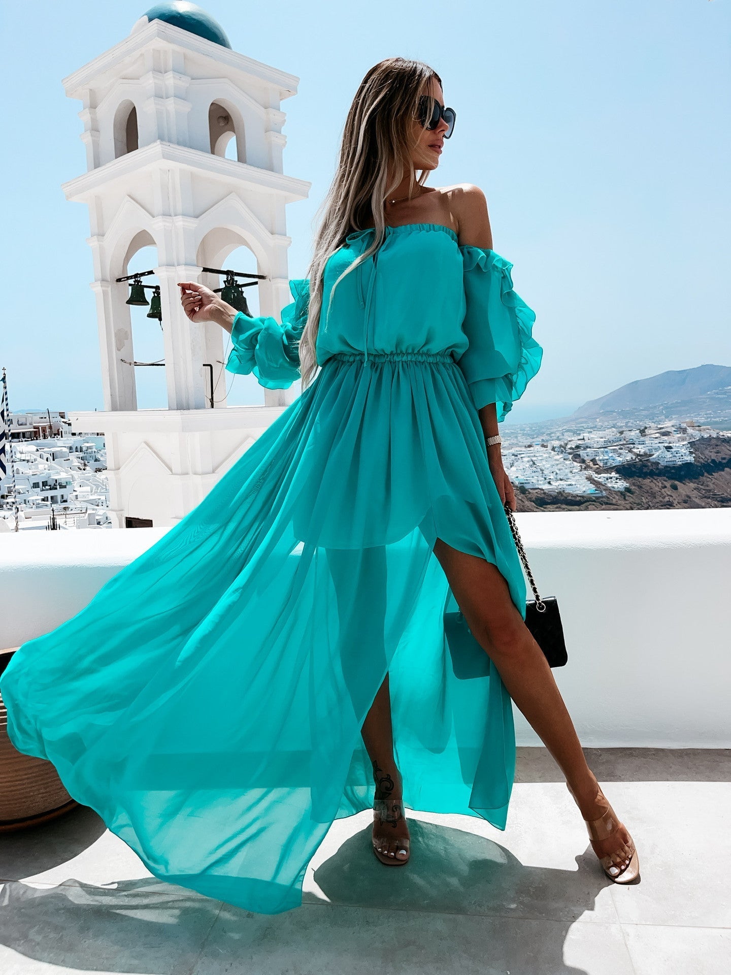 Peacekeeper Off The Shoulder Midi Dress Soft Sage