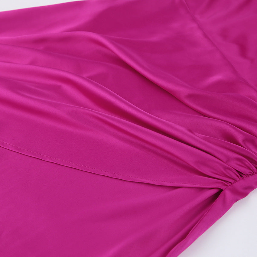 Didi Satin Drape Mini Dress Bright Fuchsia