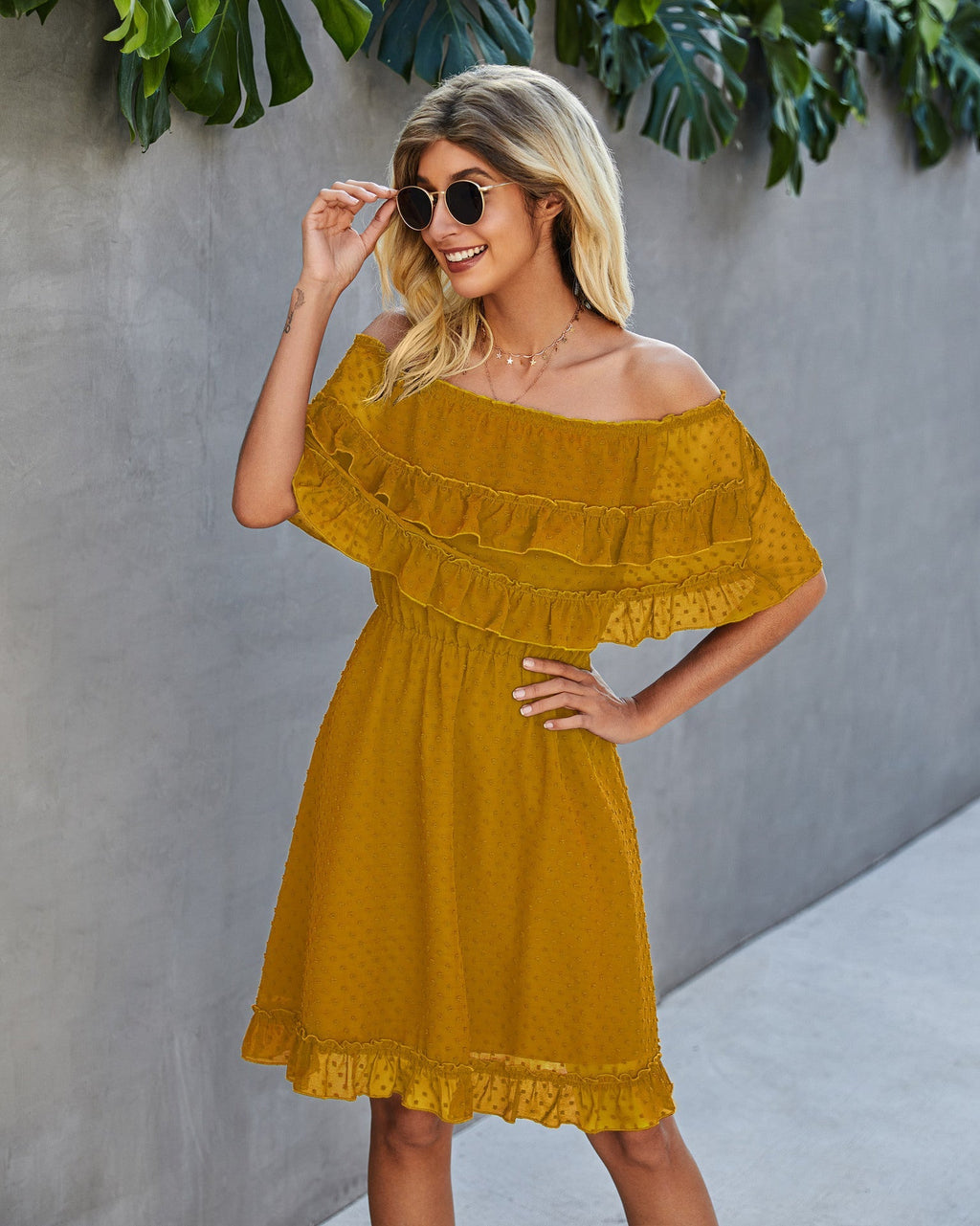 Panache Off The Shoulder High Low Maxi Dress Sunflower