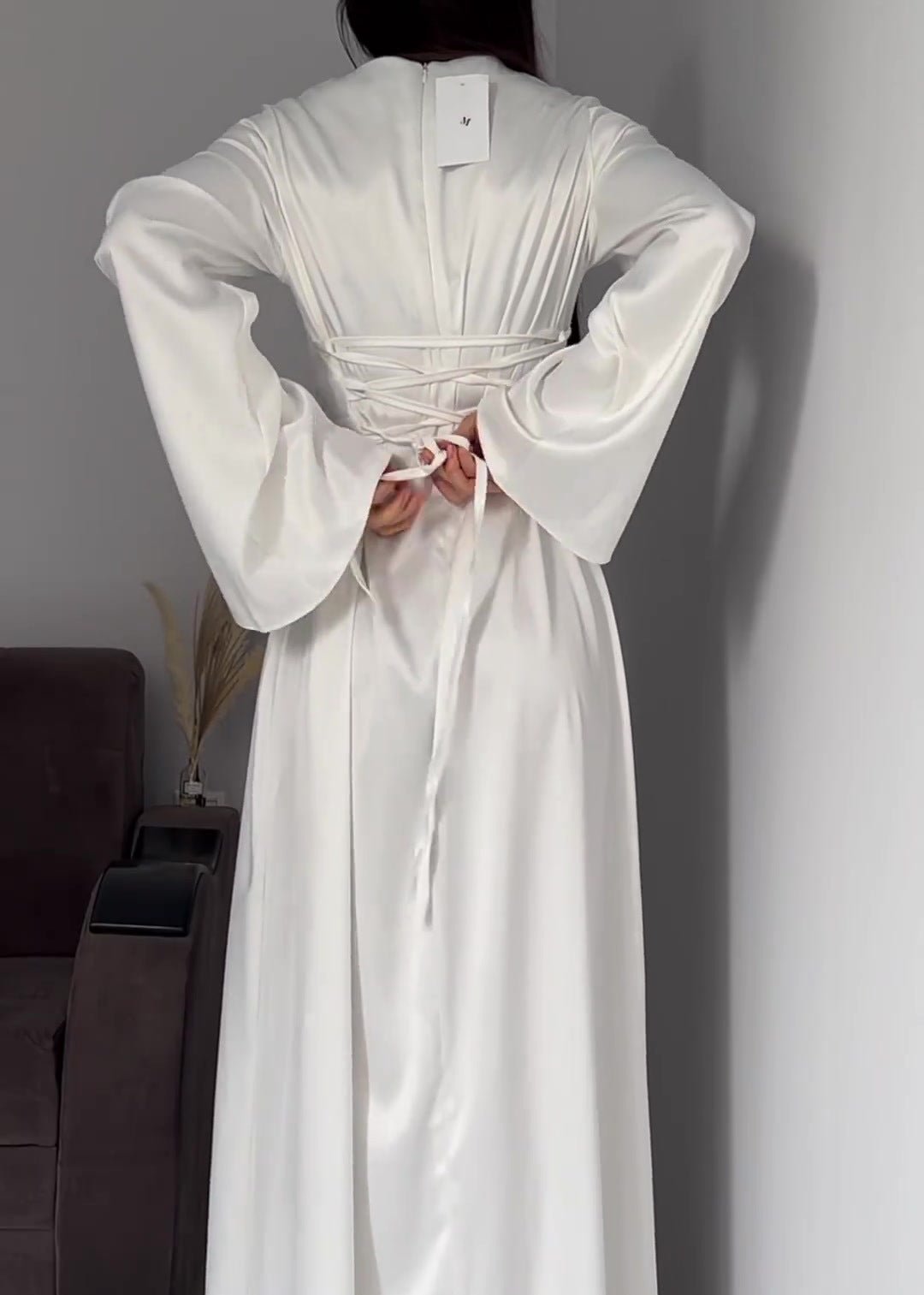 Aurora Satin Long Sleeve Maxi Dress