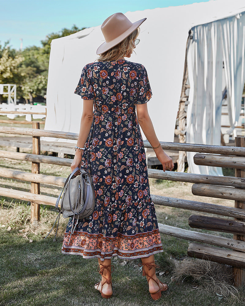 Club Tropicana Embroidered Maxi Dress Salmon FINAL