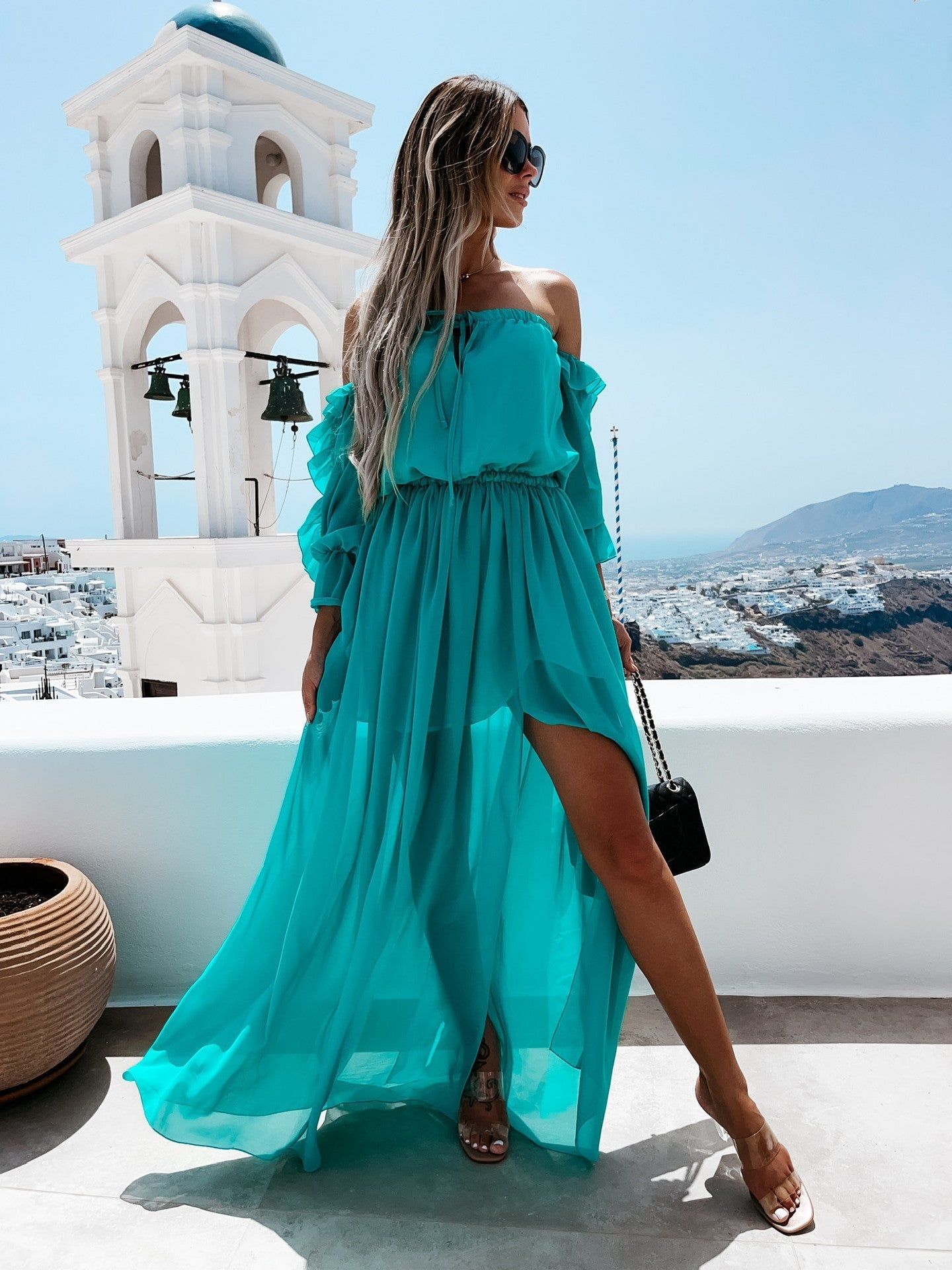Peacekeeper Off The Shoulder Midi Dress Soft Sage