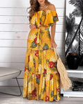 You Glow Girl Floral Off The Shoulder Maxi Dress Yellow