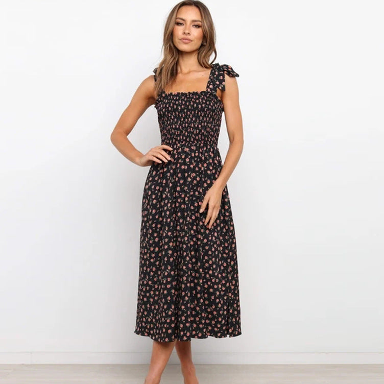 Violette Floral Satin Cutout Maxi Dress Black