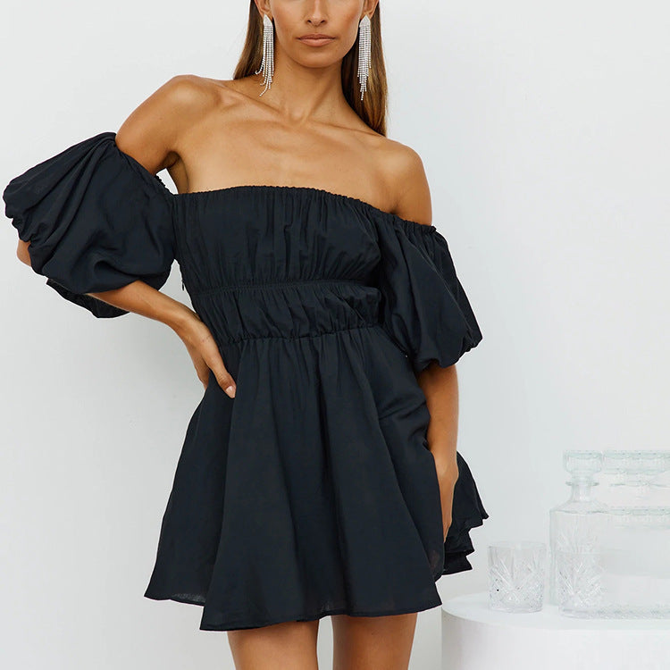 Liveliest Off The Shoulder Asymmetrical Dress Black