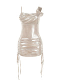 Luxe Radiance Satin Ruched Mini Dress