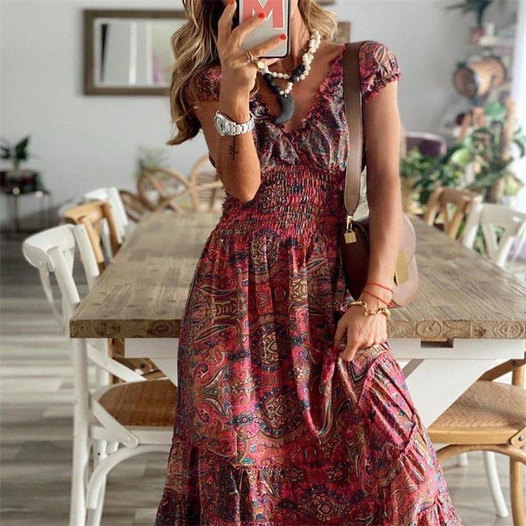 Turned Season Smocked Puff Sleeve Maxi Dress FINAL