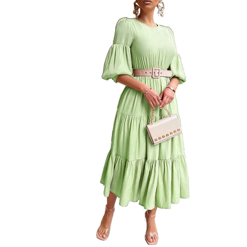 Samantha Puff Sleeve Midi Dress Olive