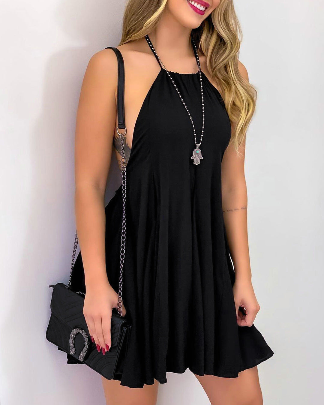 Darcy Distressed Halter Tunic Black Final