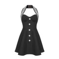 Black Sleeveless Heavy Industry Beads A line Dress Bandage Dress Slim Dress