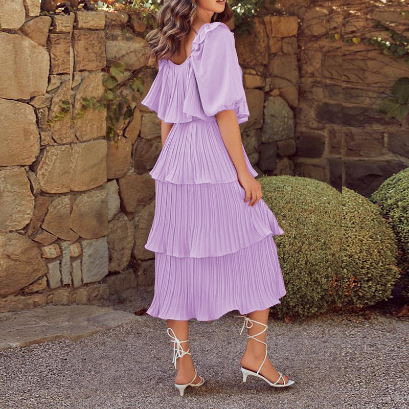 Inez Tiered Plisse Midi Dress FINAL