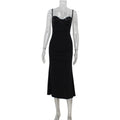 Sequin Stitching Tube Top Cinched Waist Light Luxury Cocktail Evening Dress Fishtail Sheath Cami Dress