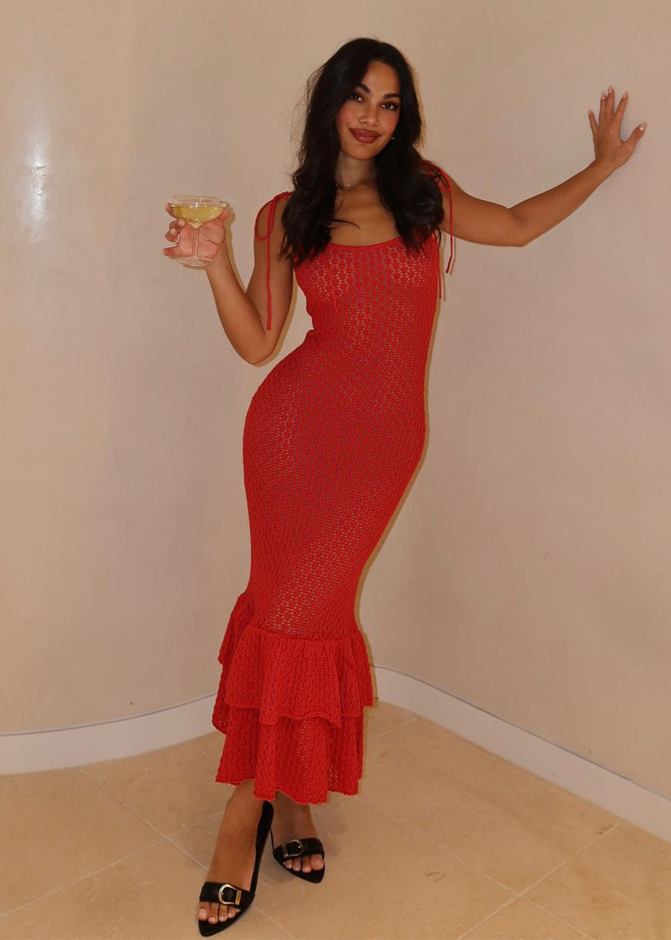 Sienna Lace Up Knit Maxi Dress