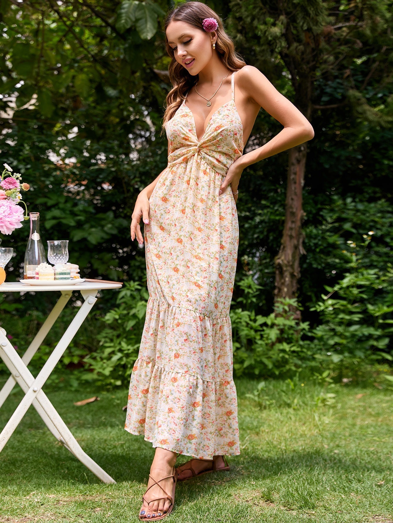 Loved By You Floral Midi Dress Blush