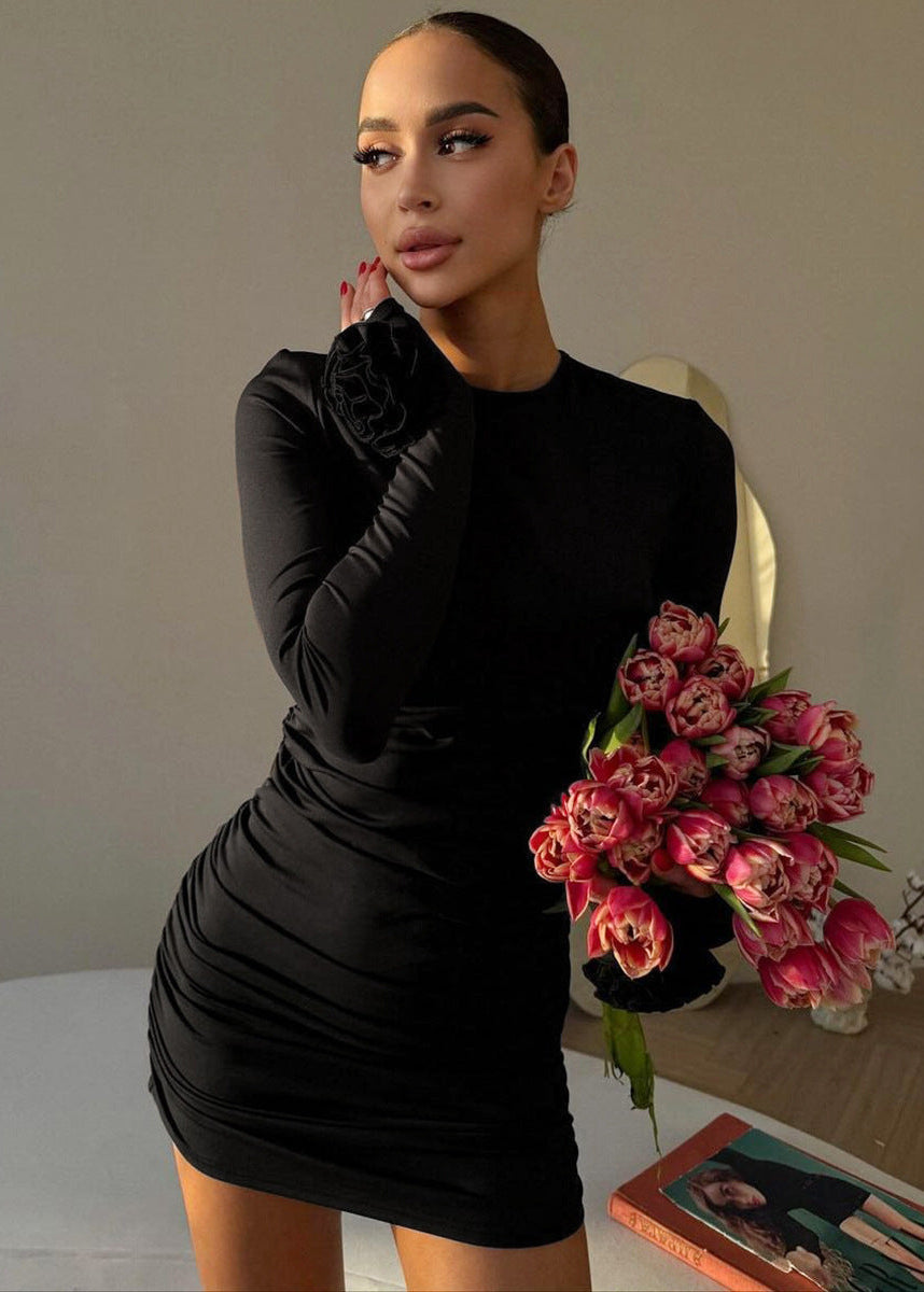 Rosalyn Luxe Ruched Long Sleeve Mini Dress