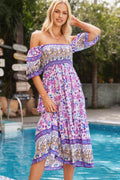 Valen Printed Off The Shoulder Maxi Dress Pink
