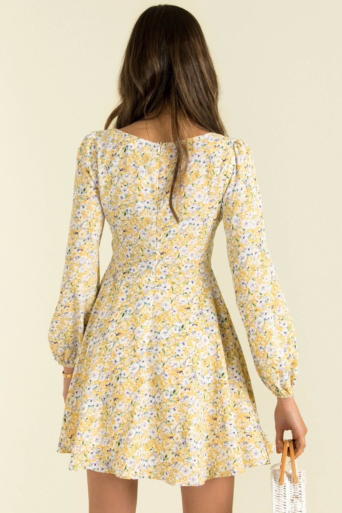 Inner Sunset Floral Smocked Cutout Dress Sage