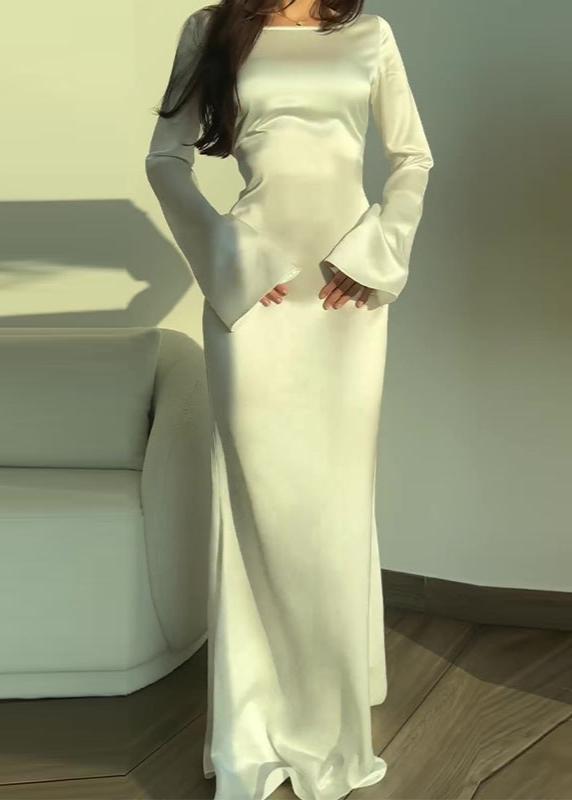 Aurora Satin Long Sleeve Maxi Dress